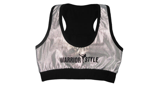 sports bra push up under armour  underwire and the logo 'WARRIOR STYLE' on the front  a product of https://www.shopwarriorstyle.com/