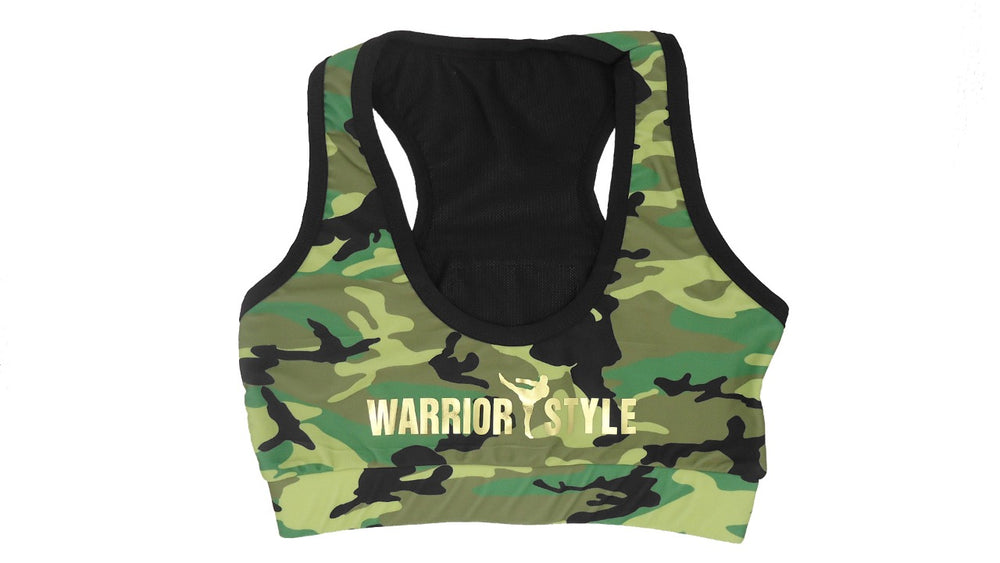 sports bra push up under armour  underwire and the logo 'WARRIOR STYLE' on the front  a product of https://www.shopwarriorstyle.com/