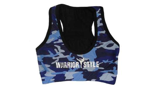sports bra push up under armour  underwire and the logo 'WARRIOR STYLE' on the front  a product of https://www.shopwarriorstyle.com/